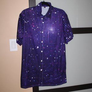 Men's Button Front Purple Disco Ball Shirt - Size Large - NWOT